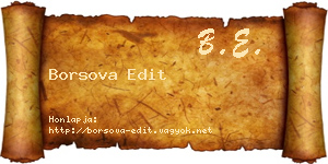 Borsova Edit névjegykártya